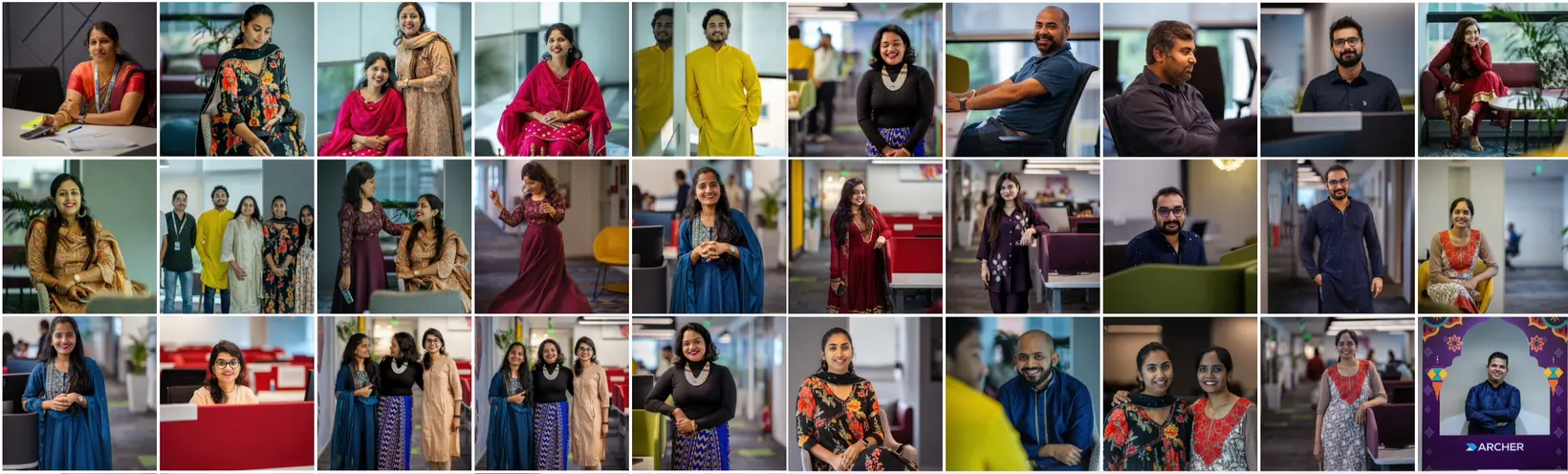The Archer design team celebrating Diwali together in the Bengaluru office